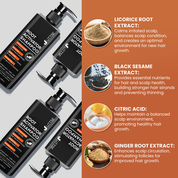 Root Activator Shampoo for Men: Hair Growth Shampoo for Hair Loss and Thinning Hair - 8.45 fl oz / 250 mL - Green Tea