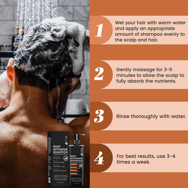 Root Activator Shampoo for Men: Hair Growth Shampoo for Hair Loss and Thinning Hair - 8.45 fl oz / 250 mL - Green Tea