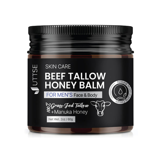 Beef Tallow Honey Balm 100% Grass-Fed For Face and Body 2 oz